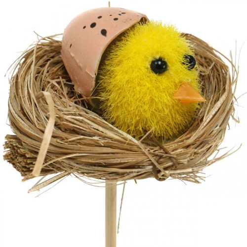 Article Bouchon décoratif poussins dans le nid Décoration de Pâques à coller Ø6cm 6 pcs