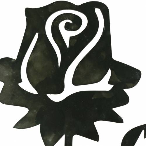 Article Pique de jardin déco Rose métal Gris Blanc 20cm×11,5cm 8pcs
