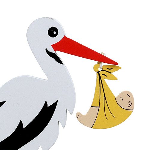 Floristik24 Plug cigogne avec bébé 10cm L28cm 14pcs