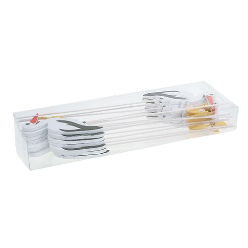 Floristik24 Plug cigogne avec bébé 10cm L28cm 14pcs