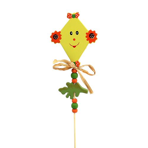 Tige à piquer pour fleurs avec cerf-volant jaune L. 31 cm 4 p.