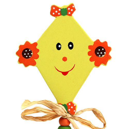 Floristik24 Tige à piquer pour fleurs avec cerf-volant jaune L. 31 cm 4 p.