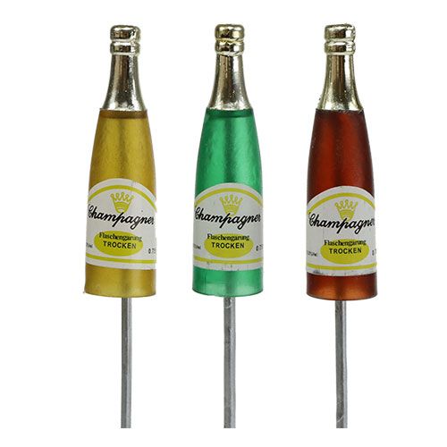 Bouchon bouteilles de champagne marron, vert, jaune 7,5cm L28,5cm 10 pièces