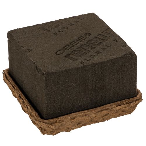 Article Mousse florale OASIS® Renewal® Biolit® 2 demi-briques 12 × 12 × 8 cm, brunes