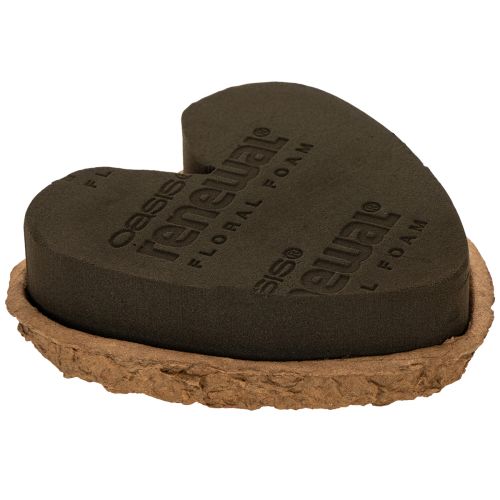 Cœur en mousse florale OASIS® Renewal® Biolit®, 18 cm, brun, pour compositions florales, lot de 2