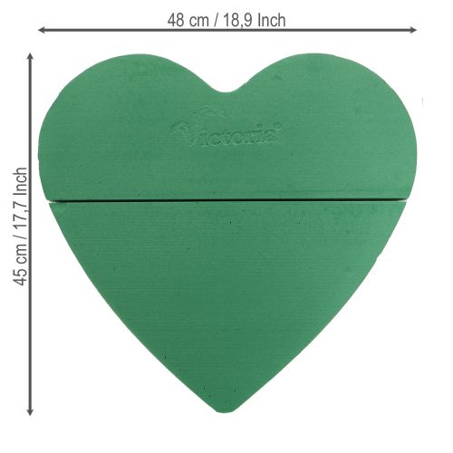 Article Grand cœur en mousse florale humide vert 48 cm 2 pièces