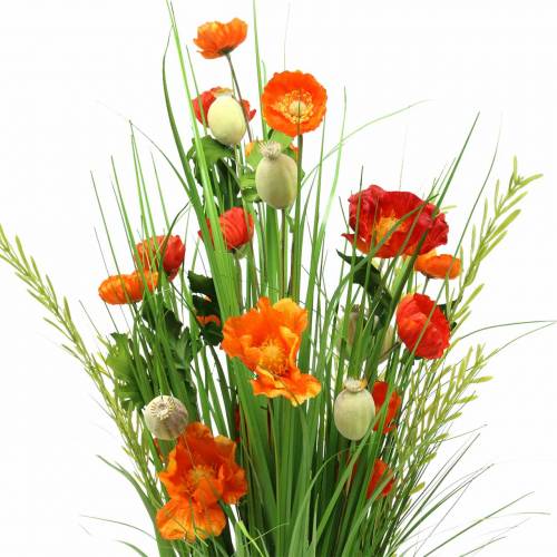 Article Bouquet décoratif sur pied coquelicot artificiel orange H77cm