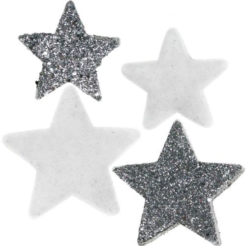 Floristik24 Décoration à parsemer Etoiles de Noël gris/noir Ø4/5cm 40p