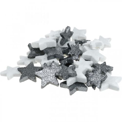 Floristik24 Décoration à parsemer Etoiles de Noël gris/noir Ø4/5cm 40p