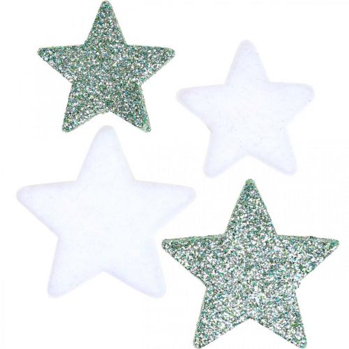 Décoration de Noël étoiles dispersées vert blanc Ø4/5cm 40pcs
