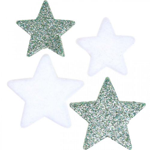Floristik24 Décoration de Noël étoiles dispersées vert blanc Ø4/5cm 40 pcs