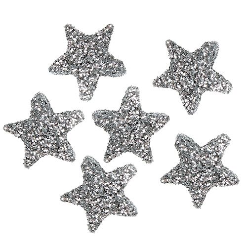 Floristik24 Étoile scintillante 1,5cm à saupoudrer 144pcs d&#39;argent