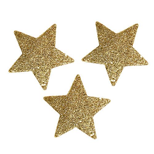 Floristik24 Etoiles dorées 6.5cm avec mica 36pcs