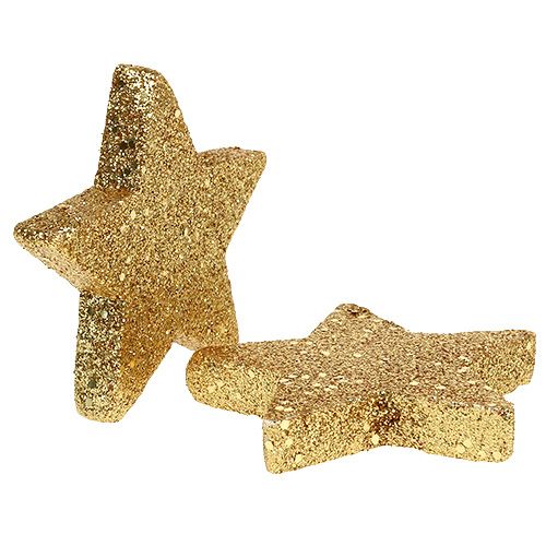 Floristik24 Etoiles dorées 6.5cm avec mica 36pcs