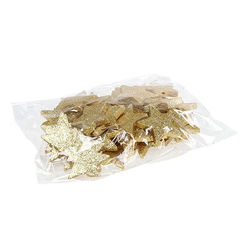 Floristik24 Etoiles dorées 6.5cm avec mica 36pcs