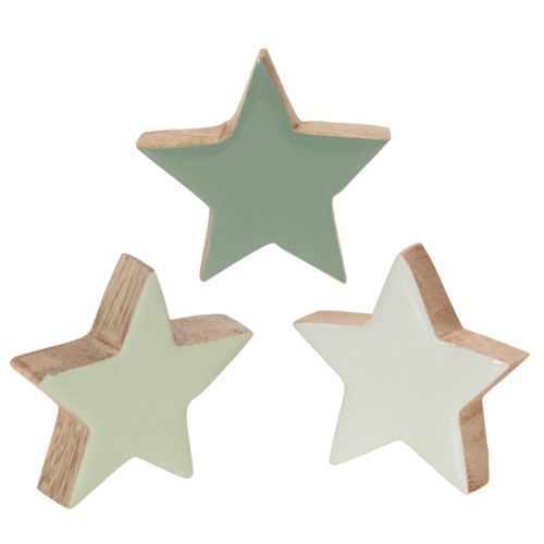 Lot de 9 étoiles en bois décoratives 5 cm mint et blanc pour table et rebord de fenêtre acheter | Floristik24.fr