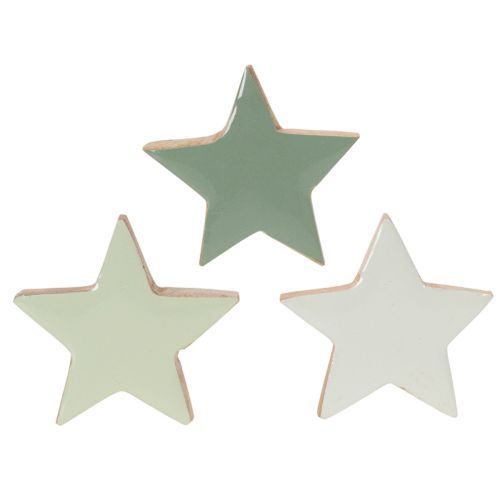 Lot de 9 étoiles en bois décoratives 5 cm mint et blanc pour table et rebord de fenêtre | Floristik24.fr