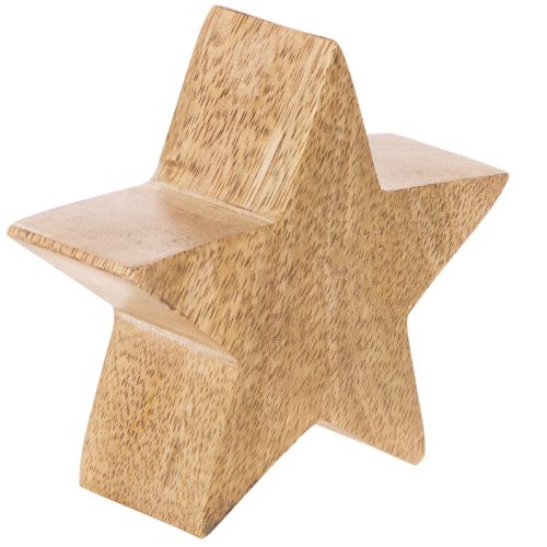 Figurines étoiles en bois 10 cm avec finition verte et blanche, lot de 3 | Floristik24.fr