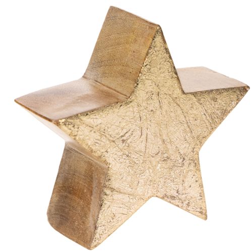 Étoile décorative en bois doré, 10 cm, lot de 3, décoration intérieure