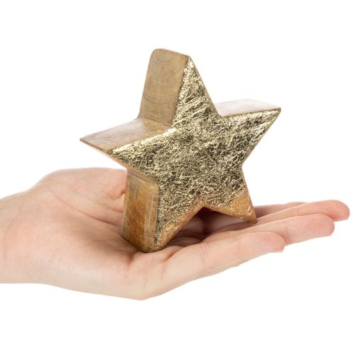 Étoile décorative en bois doré, 10 cm, lot de 3, décoration intérieure | Floristik24.fr