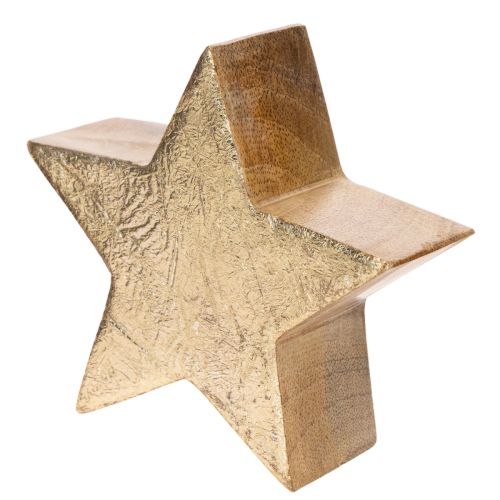 Étoile décorative en bois doré, 10 cm, lot de 3, décoration intérieure | Floristik24.fr