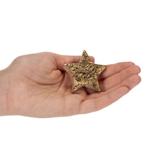Étoiles décoratives en bois doré 5 cm, lot de 9 | Floristik24.fr