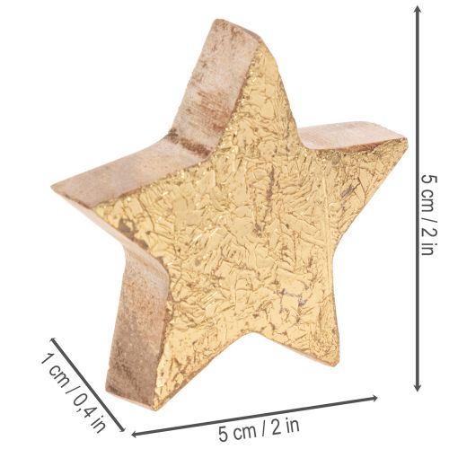 Étoiles décoratives en bois doré 5 cm, lot de 9 | Floristik24.fr