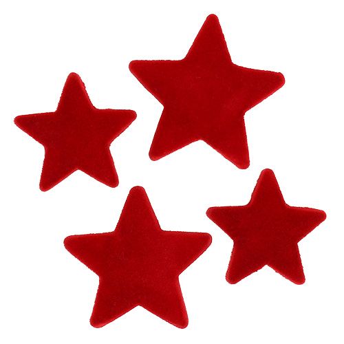 Floristik24 Star mix rouge floqué 4-5cm 40pcs