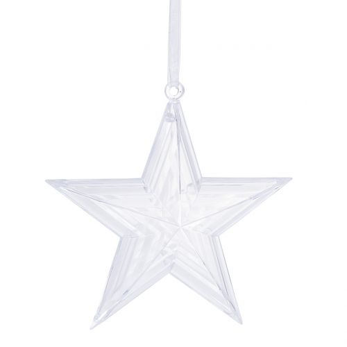 Étoile à suspendre en plastique transparent pour décorations de sapin de Noël 12 cm 6 pcs