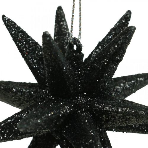 Article Décoration de Noël étoiles à suspendre noir Ø7.5cm 8pcs