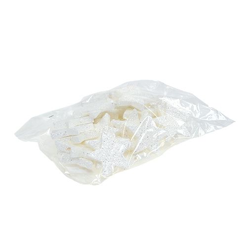 Floristik24 Etoiles blanches 6,5cm avec mica 36pcs