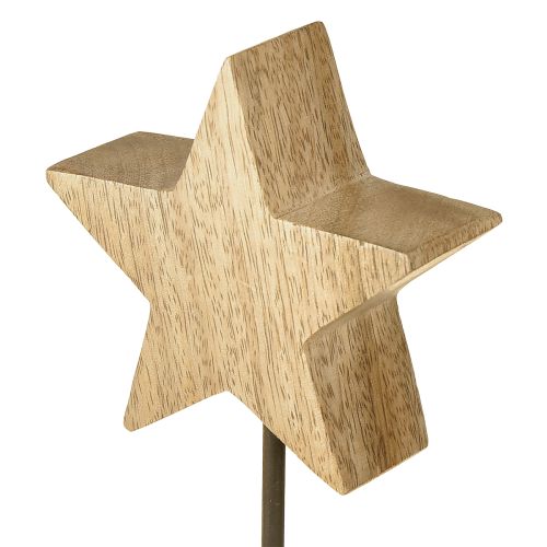 Article Étoile en bois naturel à poser H23cm 2 pcs