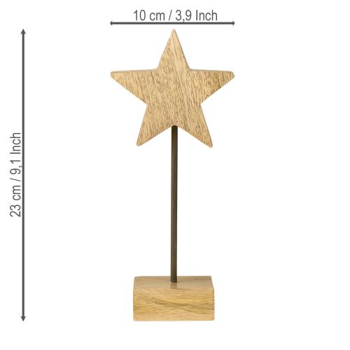 Article Étoile en bois naturel à poser H23cm 2 pcs