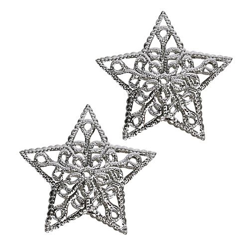 Article Étoile en métal argenté 6cm 20 pcs