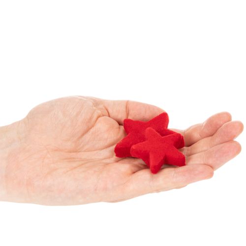 Étoiles en plastique floqué rouges, décoratives, 4-5 cm, lot de 40 | Floristik24.fr