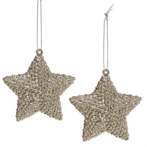 Floristik24 Etoile avec mica champagne 7.5cm 12pcs