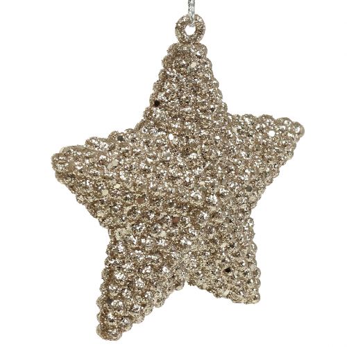 Floristik24 Etoile avec mica champagne 7.5cm 12pcs