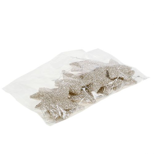 Floristik24 Etoile avec mica champagne 7.5cm 12pcs