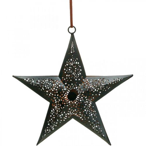 Suspension de Noël Star Metal Star Noir H19cm