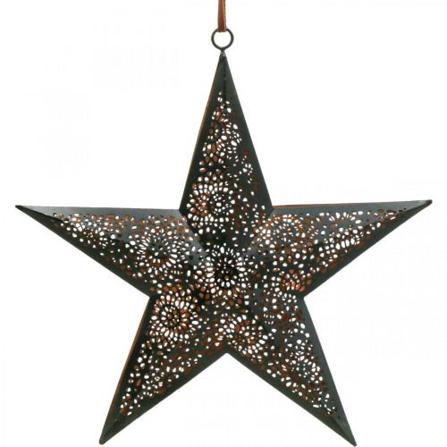 Suspension de Noël étoile étoile en métal noir H25,5cm