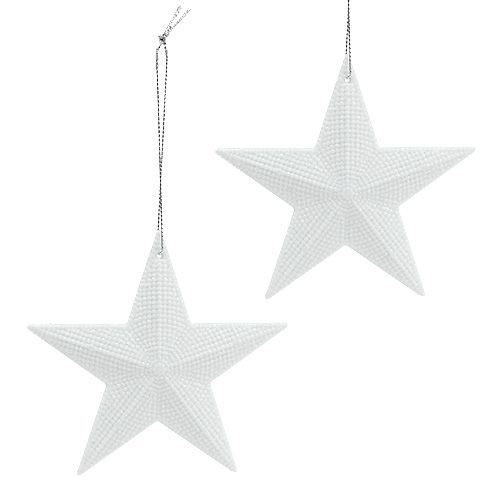 Floristik24 Etoile à suspendre blanche 11cm L19cm 6pcs