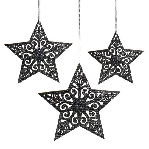Article Poinsettia avec ornements gris argenté assorti 8cm - 12cm 9 pcs