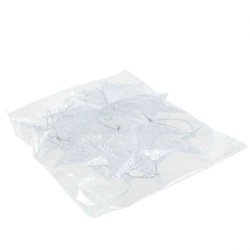 Article Décorations de Noël Étoile à suspendre Transparent avec mica 9,5 cm 12 pcs