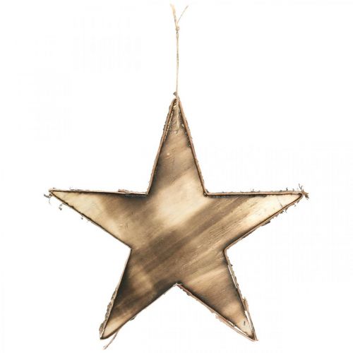 Article Décorations de sapin de Noël bois étoile nature, flammé H25cm