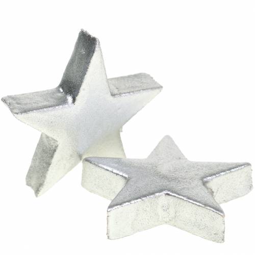 Déco étoiles argent 4cm 12pcs | Floristik24.fr