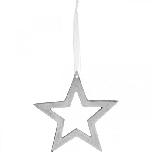 Floristik24 Etoile à suspendre décoration de Noël en aluminium argenté 15,5×15cm