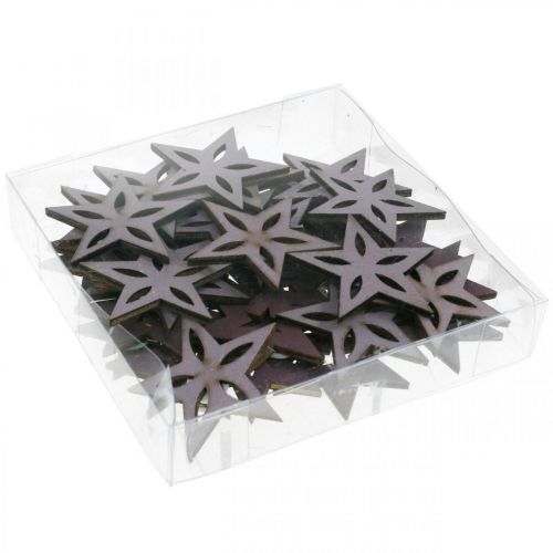 Article Déco étoiles en bois poinsettias violets autocollants 4cm mix 36pcs