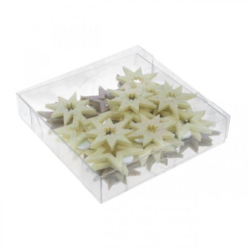 Article Étoiles décoratives pour travaux manuels caoutchouc mousse jaune, marron 4cm 36 pcs