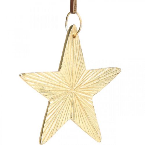 Article Étoiles à accrocher, décorations en métal, décorations de sapin de Noël dorées 9,5 × 9,5cm 3pcs