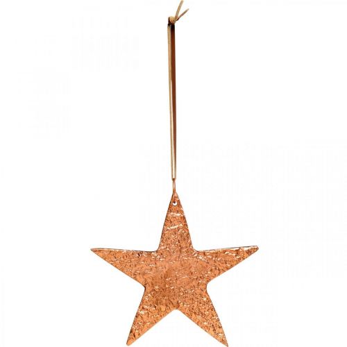 Article Etoile décorative à accrocher, décoration de l'Avent, pendentifs métal couleur cuivre 12×13cm 3pcs